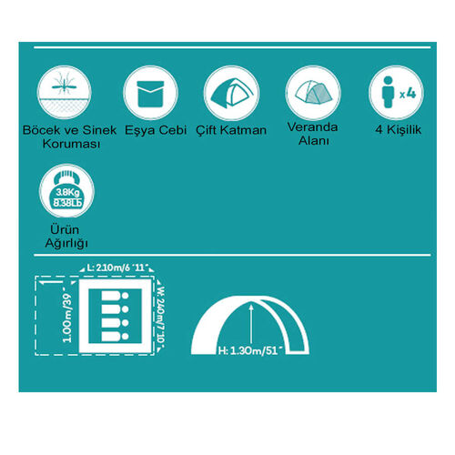 Bestway Pavillo 68091 Activeridge 4 Kişilik Çadır - 3