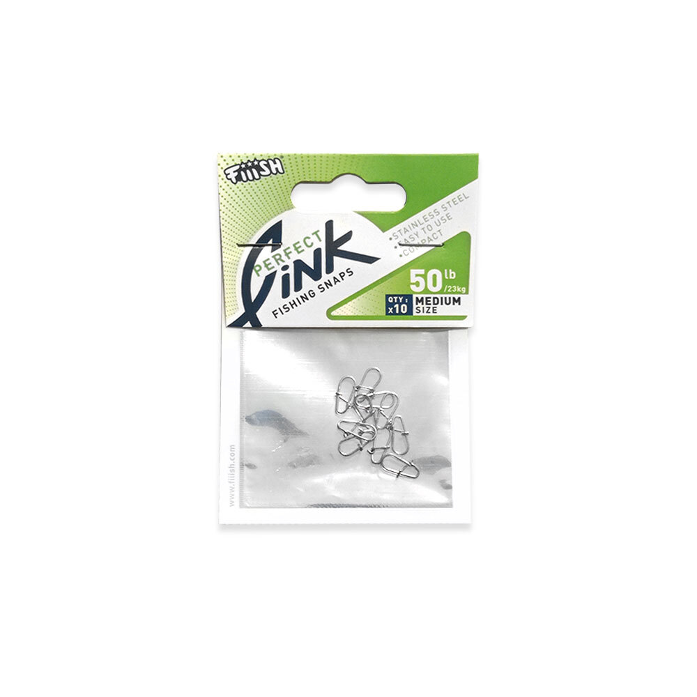 Perfect Link Fiiish Snaps, Moschettoni Per Pesca Spinning, 35LB (16kg), Confezione Da 10 Pezzi