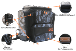 Fujin Black Camo Bag - Balıkçı Sırt Çantası - 7