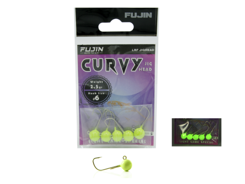Fujin Curvy Lemon Glow Lrf Jig Head - 1