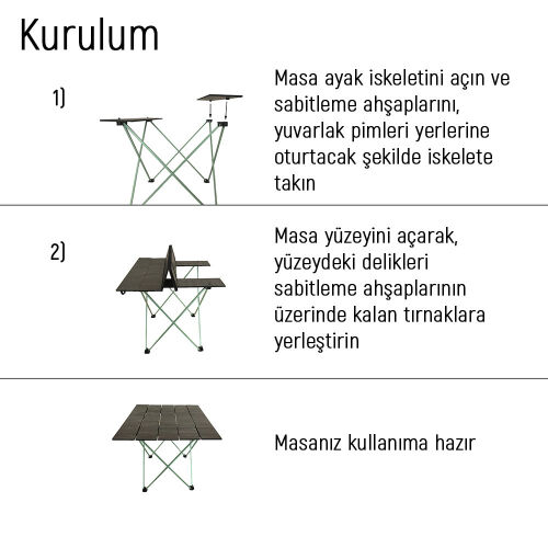 Platan Table Ones-A Ahşap Katlanır Kamp Masası Küçük Boy - 7