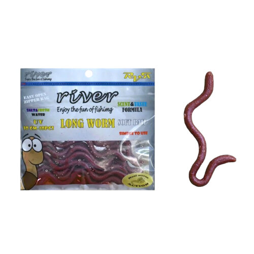 River Long Worm 10 Cm Kırmızı Silikon Solucan Yem - 1